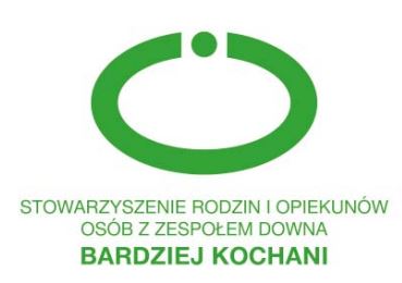 Logo Stowarzyszenie Rodzin i Opiekunów Osób z Zespołem Downa  „Bardziej Kochani”